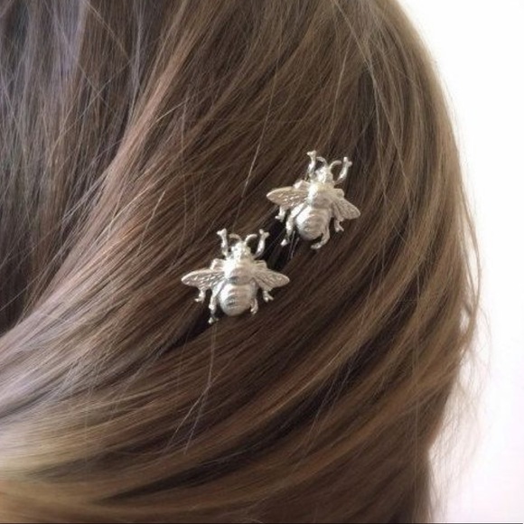 Silver Bee Hair Pins - Picture 2 of 6
